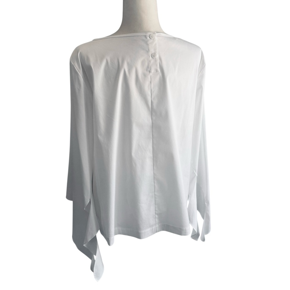 Lafayette 148 New York Elaina Tie-Sleeve Stretch Cotton Blouse - Picture 6 of 10